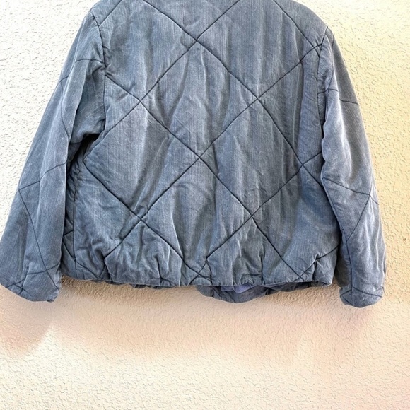 Anthropologie Jacket Brodie Quilted Puffer Chambray Cropped Casual Boho Blue M - Picture 7 of 12